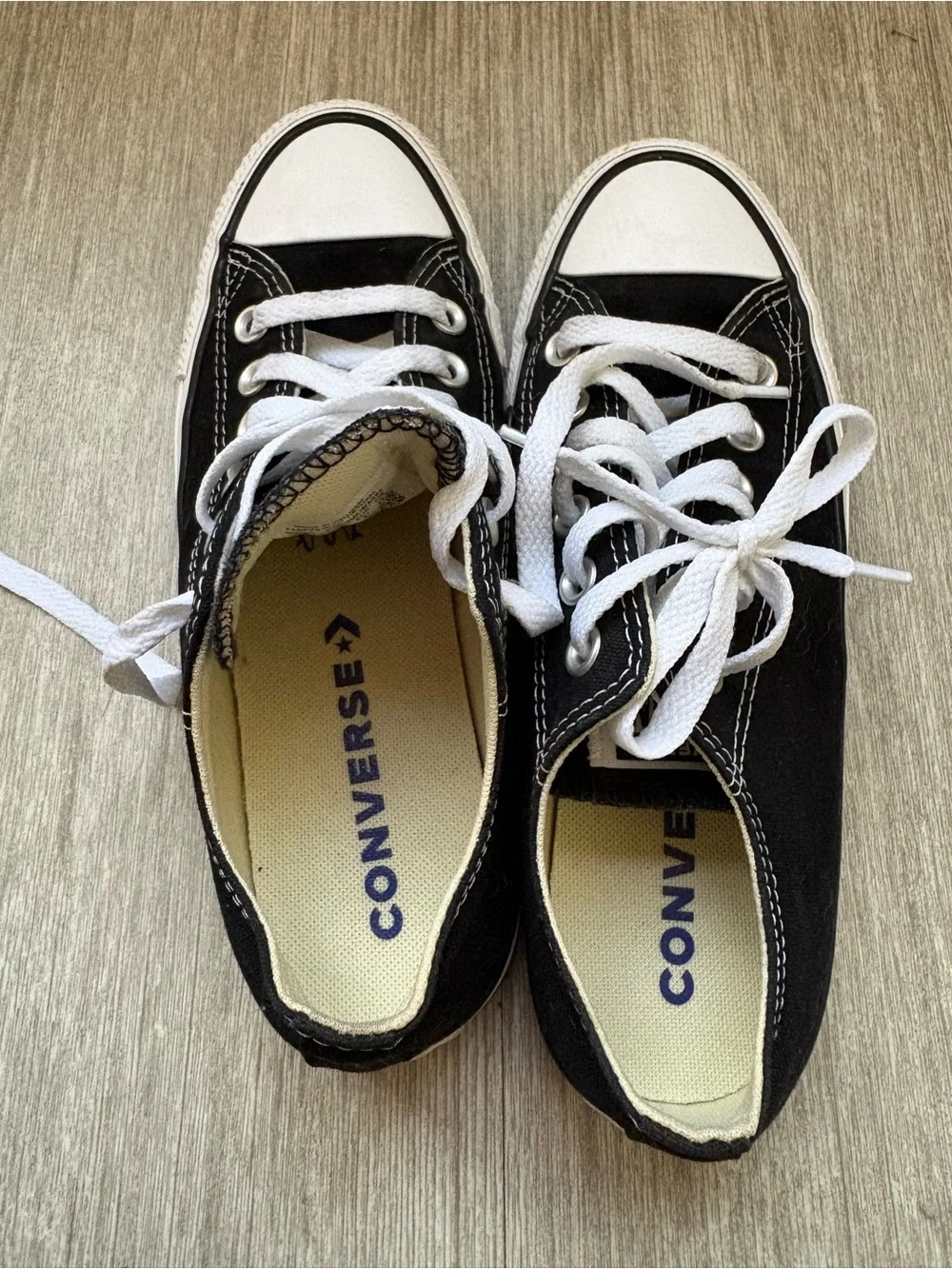 Converse Black Low-Top Canvas Sneakers with White Laces
